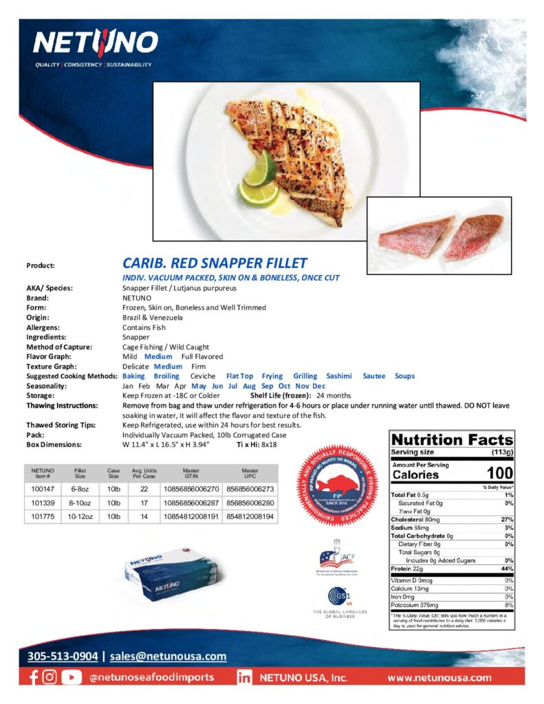 thumbnail of NETUNO Snapper Caribbean Red Fillet